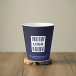 Firmenlogo Minimalistisch Navy Milchtasse<br><div class="desc">Ein einfaches marineblaues Template in modernem minimalistischem Stil, das leicht mit Ihrem Firmenlogo und Text aktualisiert werden kann. Mit einem quadratischen Logo-Bild (3000 x 3000 px) können Sie sich anpassen, indem Sie den Text und das Bild mit den dafür vorgesehenen Feldern ändern, oder mit der Schaltfläche "Nachricht" können Sie den...</div>