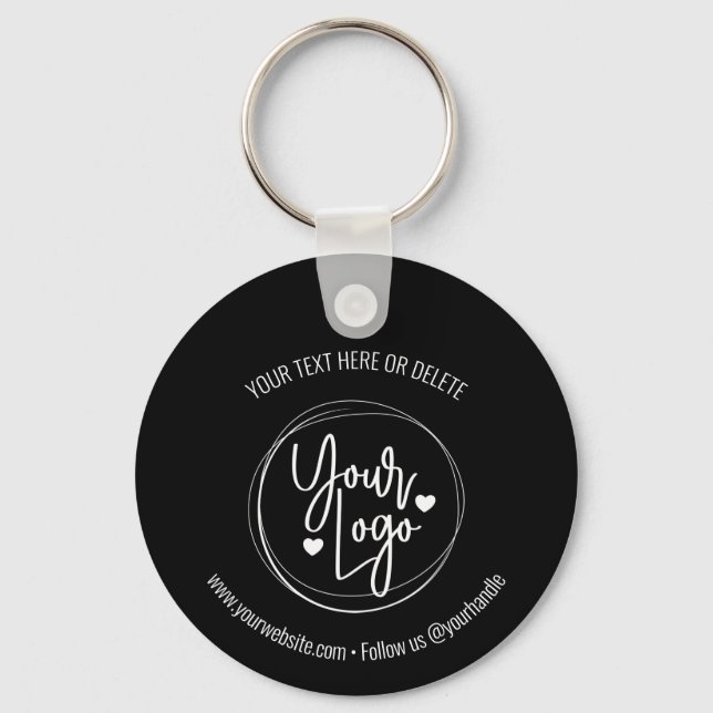 Firmenlogo Minimalistisch Schwarz und Weiß Schlüsselanhänger (Vorderseite)