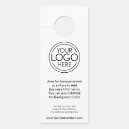 Firmenlogo mit Ankündigung und Kontaktinformatione Türanhänger