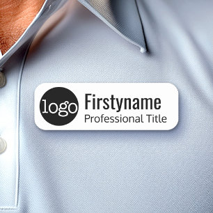 Firmenlogo mit Vorname-beruflichem Titel Namensschild