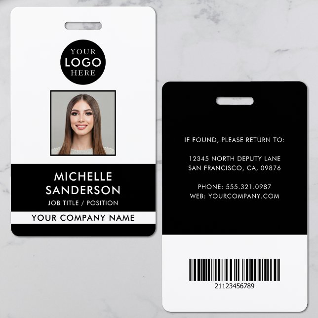 Firmenlogo-Mitarbeiter-Barcode-Mitarbeiter-Foto-ID Ausweis (Company Logo Staff Barcode Employee Photo ID Badge)