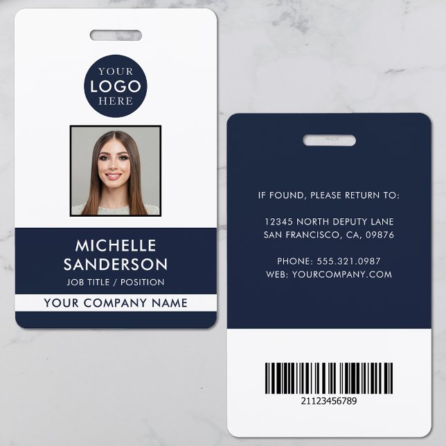 Firmenlogo Mitarbeiter Barcode Mitarbeiterfoto ID Ausweis (Company Logo Staff Barcode Employee Photo ID Badge)