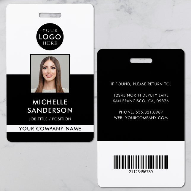 Firmenlogo-Mitarbeiter-Barcode-Mitarbeiterfoto-ID Ausweis (Company Logo Staff Barcode Employee Photo ID Badge)