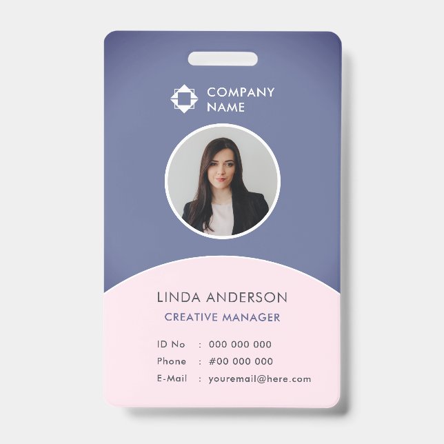 Firmenlogo Mitarbeiter-Foto-ID Blau und Rost Ausweis (Vorderseite)