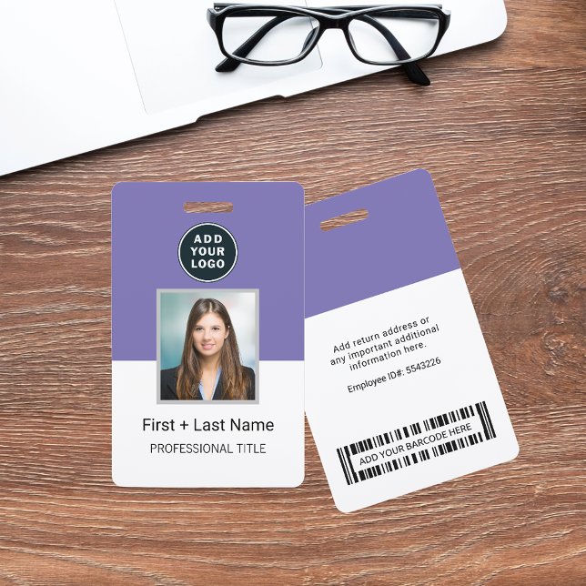 Firmenlogo Mitarbeiter Foto-ID Strichcode-Individu Ausweis (Business Logo Company Photo ID Purple and White Access Card)