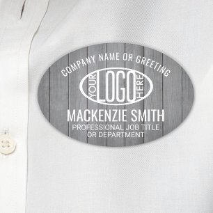 Firmenlogo Mitarbeiter-ID Graue Imitate Wood Oval Namensschild