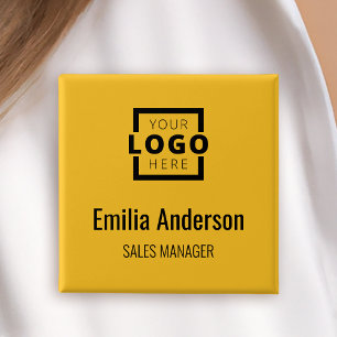 Firmenlogo Mitarbeiter Name Abzeichen Gelb Button