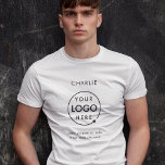 Firmenlogo Mitarbeiter Name Unternehmen Markenbeze T-Shirt<br><div class="desc">Eine einfache,  maßgeschneiderte Business-Vorlage in modernem minimalistischem Stil,  die mit Ihrem Firmenlogo,  Personalnamen und Unternehmensinfos leicht aktualisiert werden kann. Wenn Sie Hilfe bei der Personalisierung dieses Produktes benötigen,  kontaktieren Sie mich bitte über den unten stehenden Nachrichtenkopf und ich werde Ihnen gerne weiterhelfen.</div>