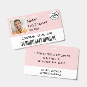 Firmenlogo Mitarbeiterfoto Blush Pink ID Ausweis