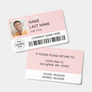 Firmenlogo Mitarbeiterfoto Blush Pink ID Ausweis