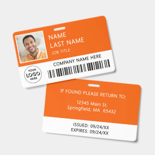 Firmenlogo Mitarbeiterfoto Orange ID  Ausweis