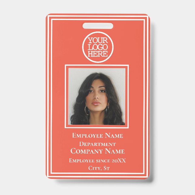 Firmenlogo Modern Orange Employee Id Ausweis (Vorderseite)