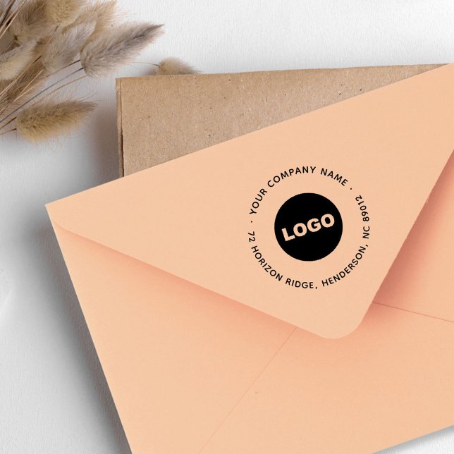 Firmenlogo Modern Round Rücksendeadresse Slogan Permastempel (Business Logo Modern Round Return Address Slogan Self-inking Stamp)