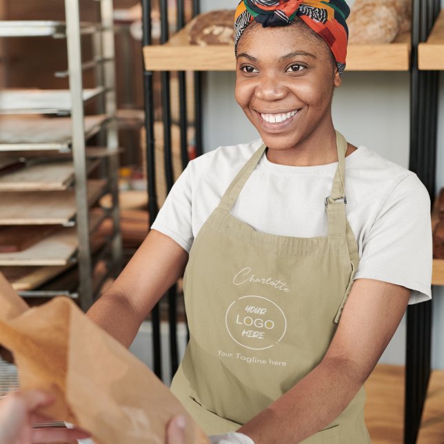 Firmenlogo Moderne Minimal-Firmenmarke Beige Schürze (Business Logo Modern Minimal Company Branded Beige Brown Apron
)