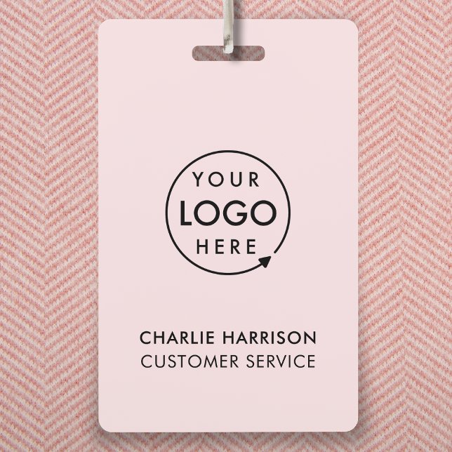 Firmenlogo | Moderne rosa Mitarbeiter Ausweis (Feminine blush pink company branded staff ID badges for business events & employee identification.)