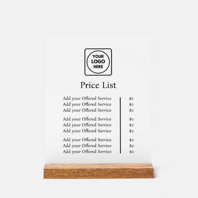 Firmenlogo | Moderner Beruflicher Zollpreis Acrylschild (Vorderseite)