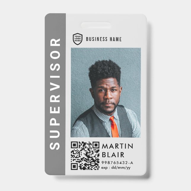 Firmenlogo | Modernes Foto Mitarbeiter Ausweis (Front)