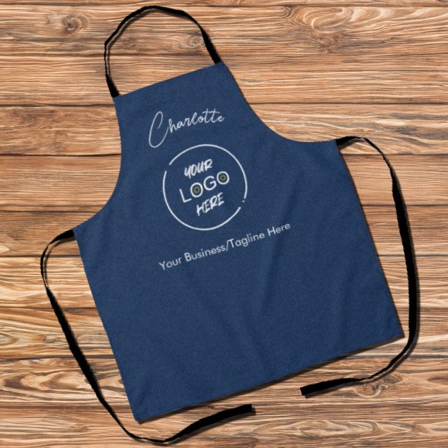 Firmenlogo Modernes Unternehmen dunkler Denim Schürze (Business Logo Modern Minimal Company Branded Dark Denim Look Apron
)