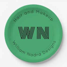 Firmenlogo-Monogramm, hellgrünes Papier Pappteller