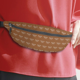 Firmenlogo Nahtloses Muster auf braunem Fanpack Bauchtasche