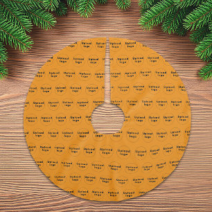 Firmenlogo Nahtloses Muster in orangefarbener Farb Polyester Weihnachtsbaumdecke