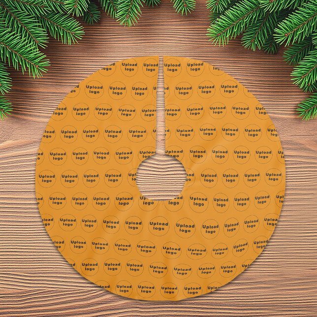 Firmenlogo Nahtloses Muster in orangefarbener Farb Polyester Weihnachtsbaumdecke (Business logo seamless pattern on orange color Christmas tree skirt)