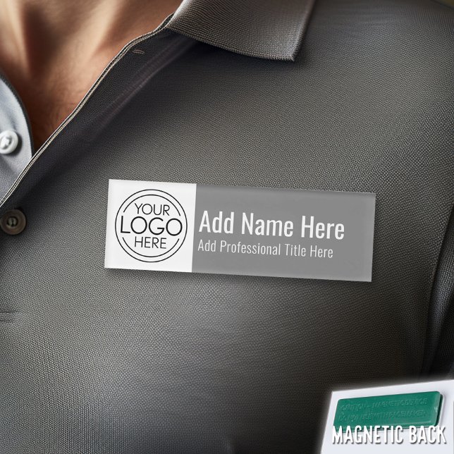 Firmenlogo - Name, Beruflicher Name, Grau Namenschild (Custom Logo Employee Name Tag)