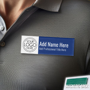 Firmenlogo - Name, Beruflicher Titel, Blau Namenschild