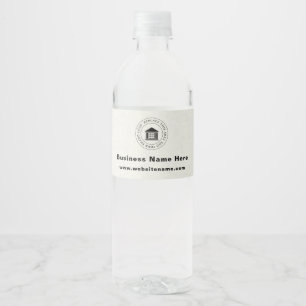 Firmenlogo Name Slogan Webseite Werbematerial Wasserflaschenetikett