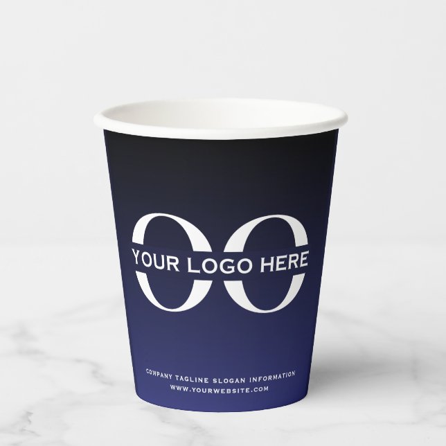 Firmenlogo Navy Blue Business Corporate Pappbecher (Vorderseite)