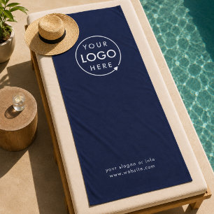 Firmenlogo Navy Blue Minimalistisch Promotions Strandtuch