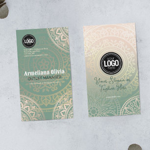 Firmenlogo personalisieren   Elegant Green Yoga Visitenkarte