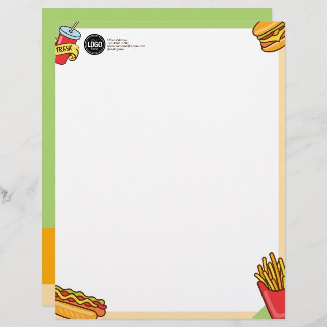 Firmenlogo personalisieren | Hamburger Hotdog Them Briefbogen (Vorne/Hinten)