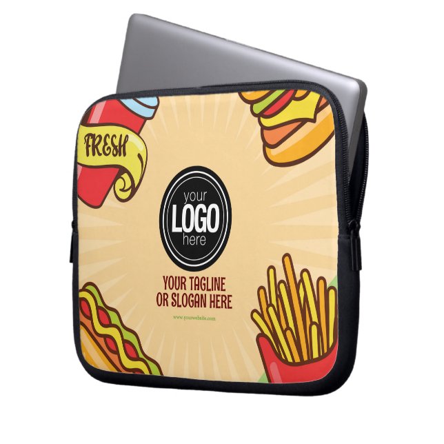 Firmenlogo personalisieren | Hamburger Hotdog Them Laptopschutzhülle (Vorderseite Links)