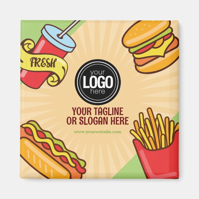 Firmenlogo personalisieren | Hamburger Hotdog Them Magnet (Vorne)