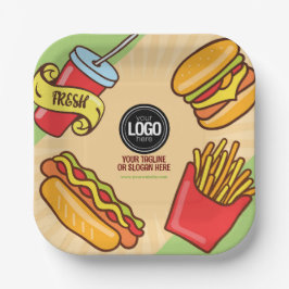 Firmenlogo personalisieren | Hamburger Hotdog Them Pappteller
