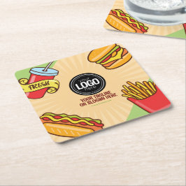 Firmenlogo personalisieren | Hamburger Hotdog Them Rechteckiger Pappuntersetzer