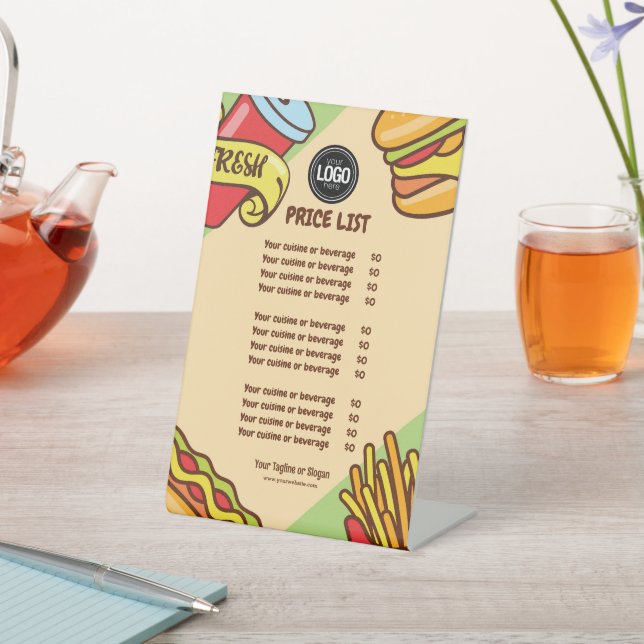 Firmenlogo personalisieren | Hamburger Hotdog Them Sockelschild (In SItu)