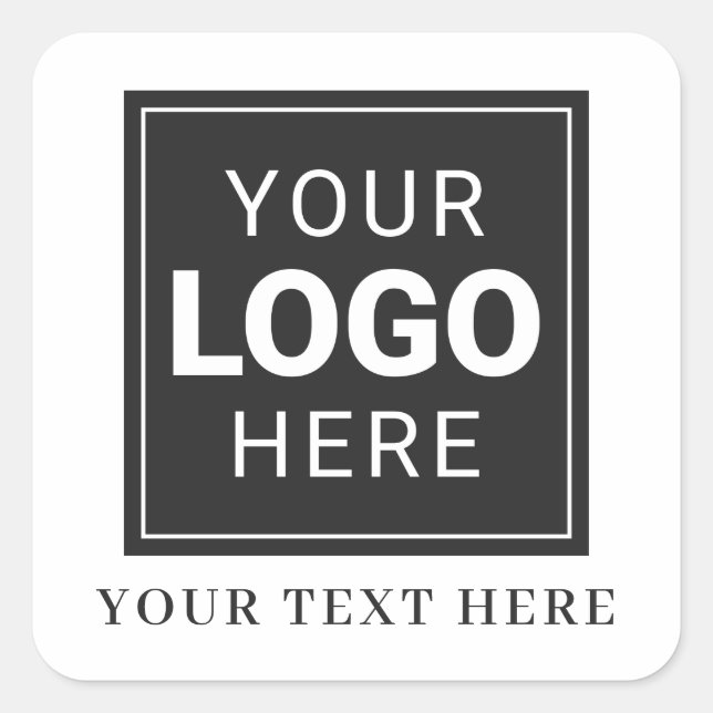 Firmenlogo plus Text Quadratischer Aufkleber (Vorderseite)
