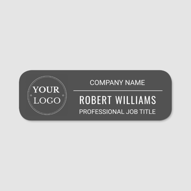 Firmenlogo Professioneller Mitarbeiter Grau Namensschild (Vorderseite)