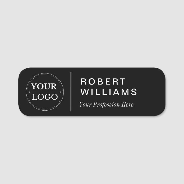 Firmenlogo Professioneller Mitarbeiter Schwarz Namensschild (Vorderseite)