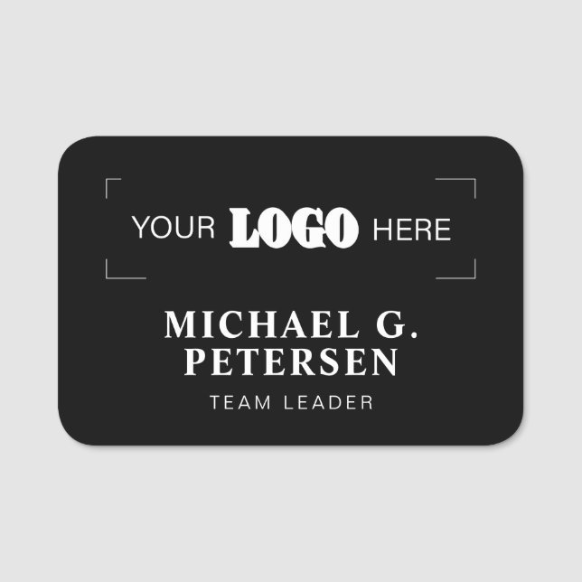 Firmenlogo professioneller Mitarbeiter schwarz wei Namensschild (Vorderseite)