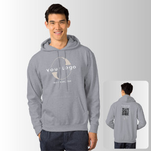 Firmenlogo QR-Code Firmenmarke swag Men Gray Hoodie