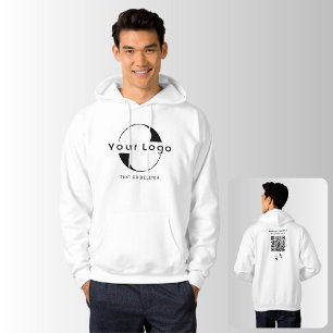 Firmenlogo QR-Code Firmenmarke swag Men White Hoodie