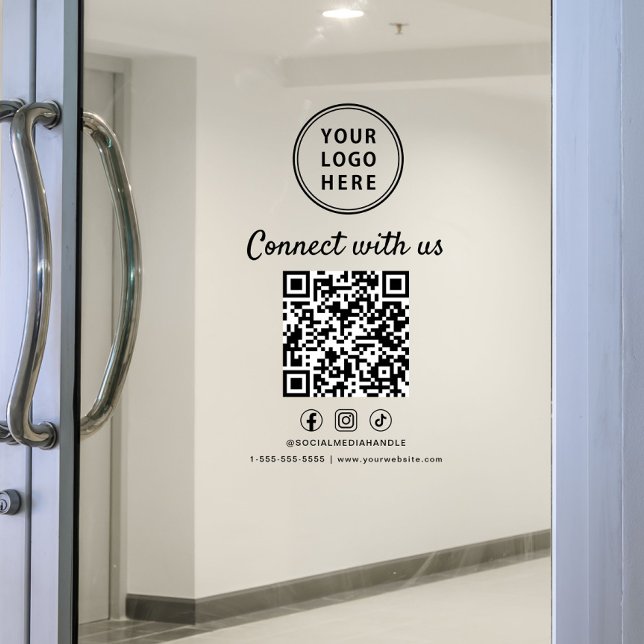 Firmenlogo QR-Code Kontaktieren Sie uns Fensteraufkleber (Business Logo QR Code Connect With Us Window Cling)