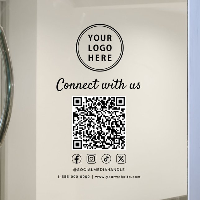 Firmenlogo QR-Code Kontaktieren Sie uns Fensteraufkleber (Business Logo QR Code Connect With Us Window Cling)