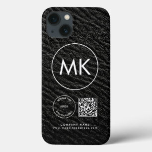 Firmenlogo QR-Code Monogram Black Imitats Leather Case-Mate iPhone Hülle
