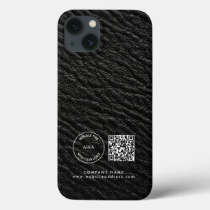 Firmenlogo QR-Code Name Black Imitats Leather Case-Mate iPhone Hülle