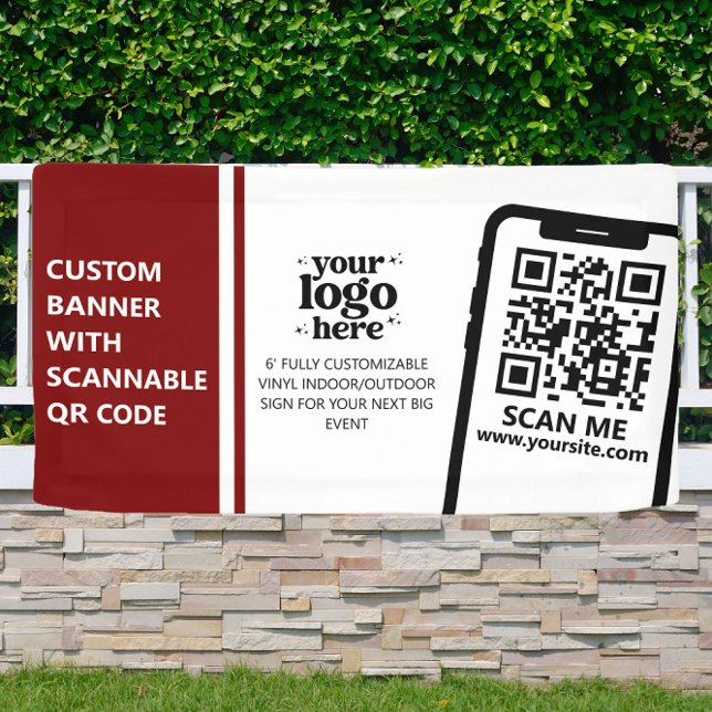 Firmenlogo QR Code Vinyl Dunkelrot Außenbereich Banner (Von Creator hochgeladen)