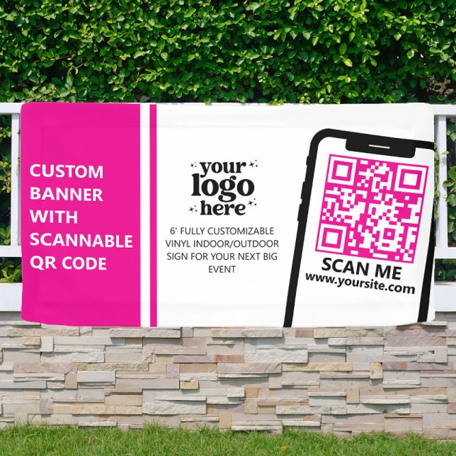 Firmenlogo QR-Code Vinyl Hot Pink Indoor Banner (Von Creator hochgeladen)